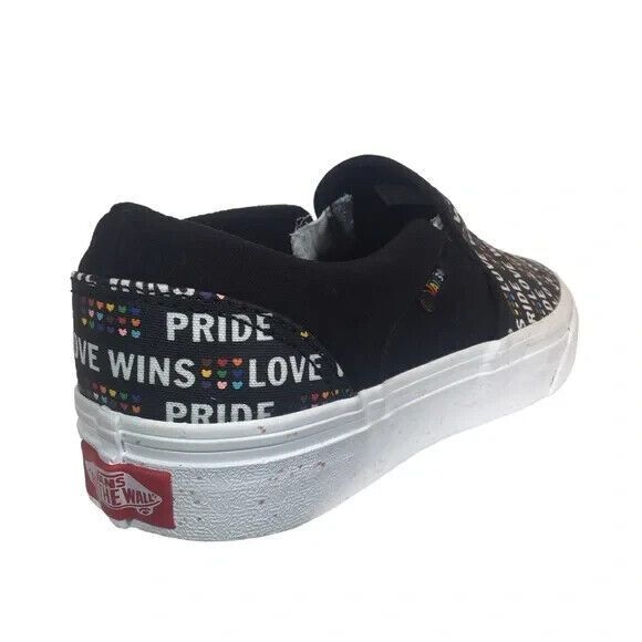 Vans Pride Womans Size 8 Love Wins Asher Slip On Black Glitter Rainbow S… - Picture 3 of 15